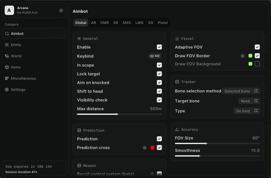 Kaufen Sie Working Private Cheat Arcane Full für PUBG