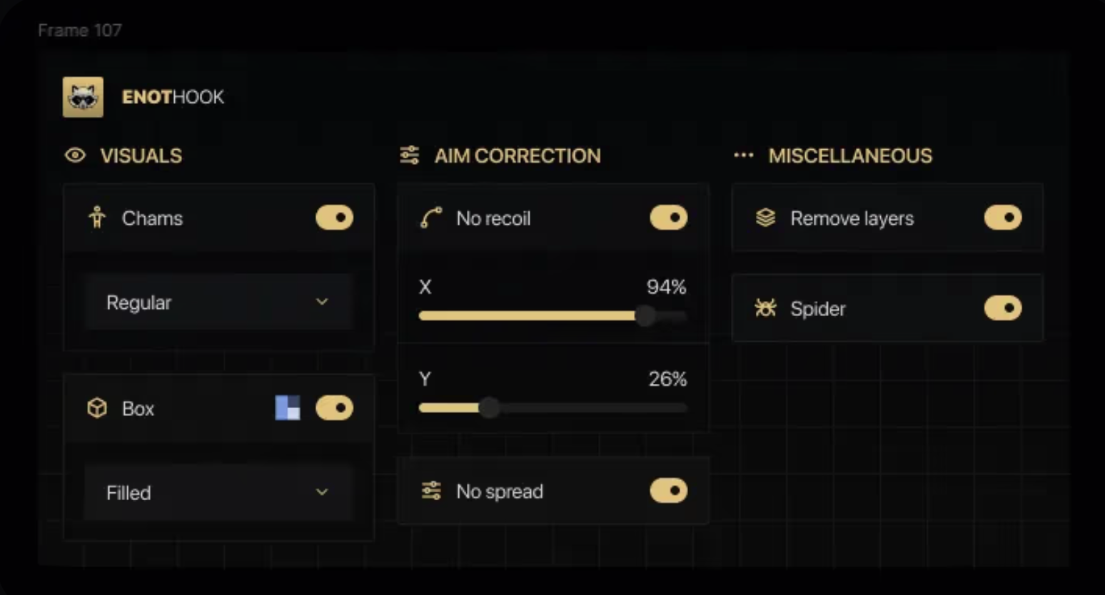 Buy private cheat Enothook for RUST — ESP, No Recoil, Chams — menu