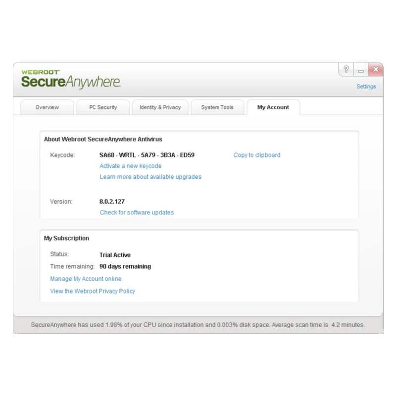 WebRoot SecureAnywhere AntiVirus 2013: a